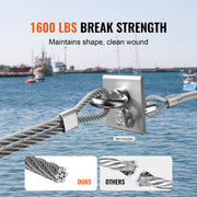 Wire Rope Kit, 3.18 mm 305 m 316 Stainless Steel Cable with Cutter and Gloves, 7.1KN Breaking Strength, 7x7 V952-BXGGSSBXG3163WG03V0