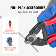 Wire Rope Kit, 3.18 mm 305 m 316 Stainless Steel Cable with Cutter and Gloves, 7.1KN Breaking Strength, 7x7 V952-BXGGSSBXG3163WG03V0