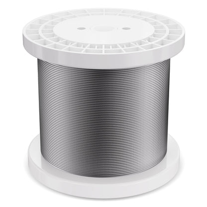 Wire Rope Kit, 3.18 mm 305 m 316 Stainless Steel Cable with Cutter and Gloves, 7.1KN Breaking Strength, 7x7 V952-BXGGSSBXG3163WG03V0