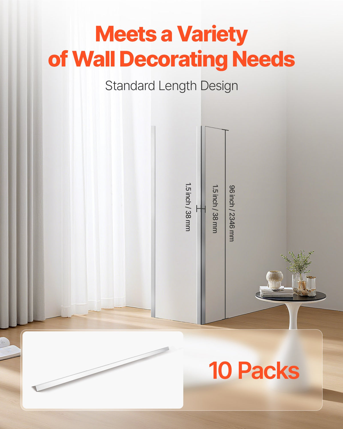 Stainless Steel Wall Corner Protector, 38 x 38 x 2436 mm, 10 Pack Metal Corner Guards, 304 Stainless Steel V952-BXGHJ1BXG10PTDGV3001V0
