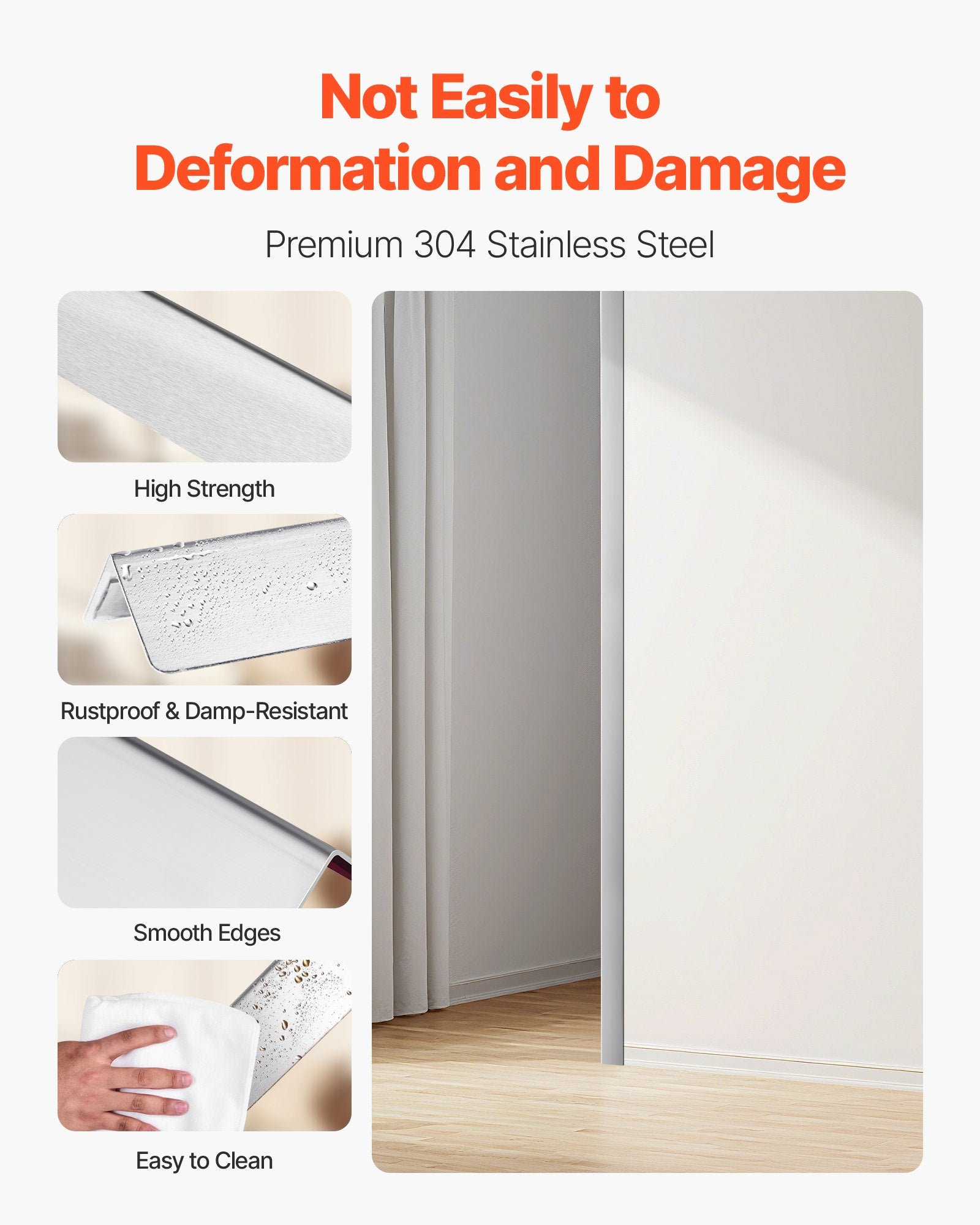 Stainless Steel Wall Corner Protector, 38 x 38 x 2436 mm, 10 Pack Metal Corner Guards, 304 Stainless Steel V952-BXGHJ1BXG10PTDGV3001V0