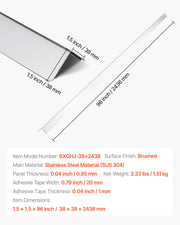 Stainless Steel Wall Corner Protector, 38 x 38 x 2436 mm, 10 Pack Metal Corner Guards, 304 Stainless Steel V952-BXGHJ1BXG10PTDGV3001V0