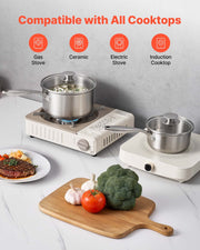 Stainless Steel Saucepan Set, 1 QT & 2 QT & 3 QT Saucepans with Glass Lids, Multipurpose Nonstick Stainless V952-BXGJG123QT3JB8H68001V0