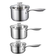 Stainless Steel Saucepan Set, 1 QT & 2 QT & 3 QT Saucepans with Glass Lids, Multipurpose Nonstick Stainless V952-BXGJG123QT3JB8H68001V0