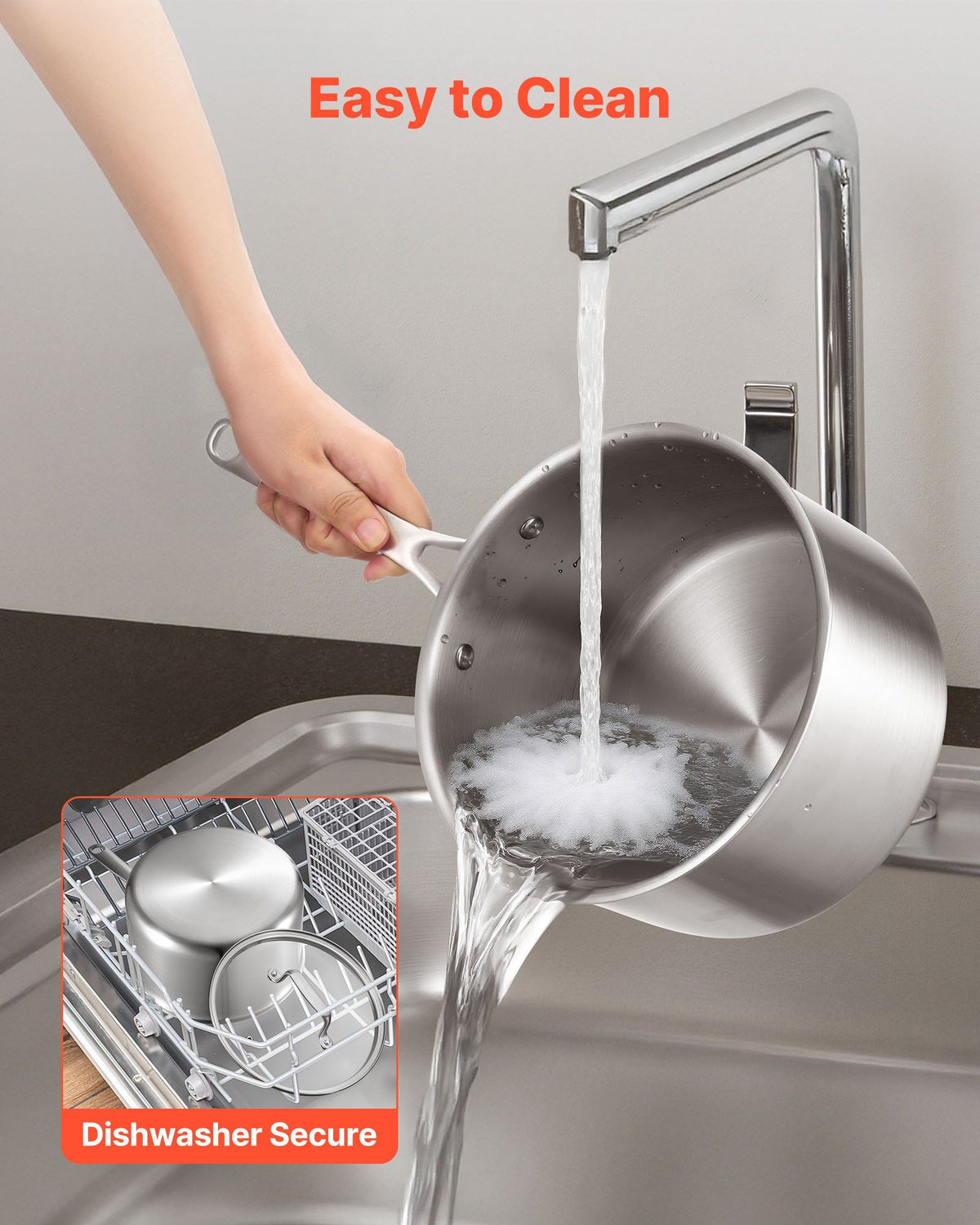 4 QT Saucepan, Stainless Steel Saucepan with Glass Lid, Multipurpose Nonstick Stainless Steel Small Cooking V952-BXGJG4QT1JTWFU824001V0