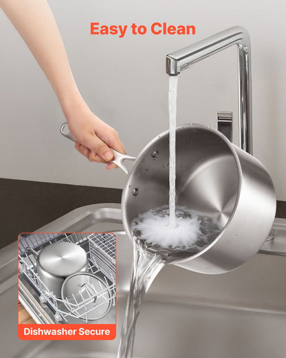 4 QT Saucepan, Stainless Steel Saucepan with Glass Lid, Multipurpose Nonstick Stainless Steel Small Cooking V952-BXGJG4QT1JTWFU824001V0