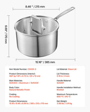 4 QT Saucepan, Stainless Steel Saucepan with Glass Lid, Multipurpose Nonstick Stainless Steel Small Cooking V952-BXGJG4QT1JTWFU824001V0