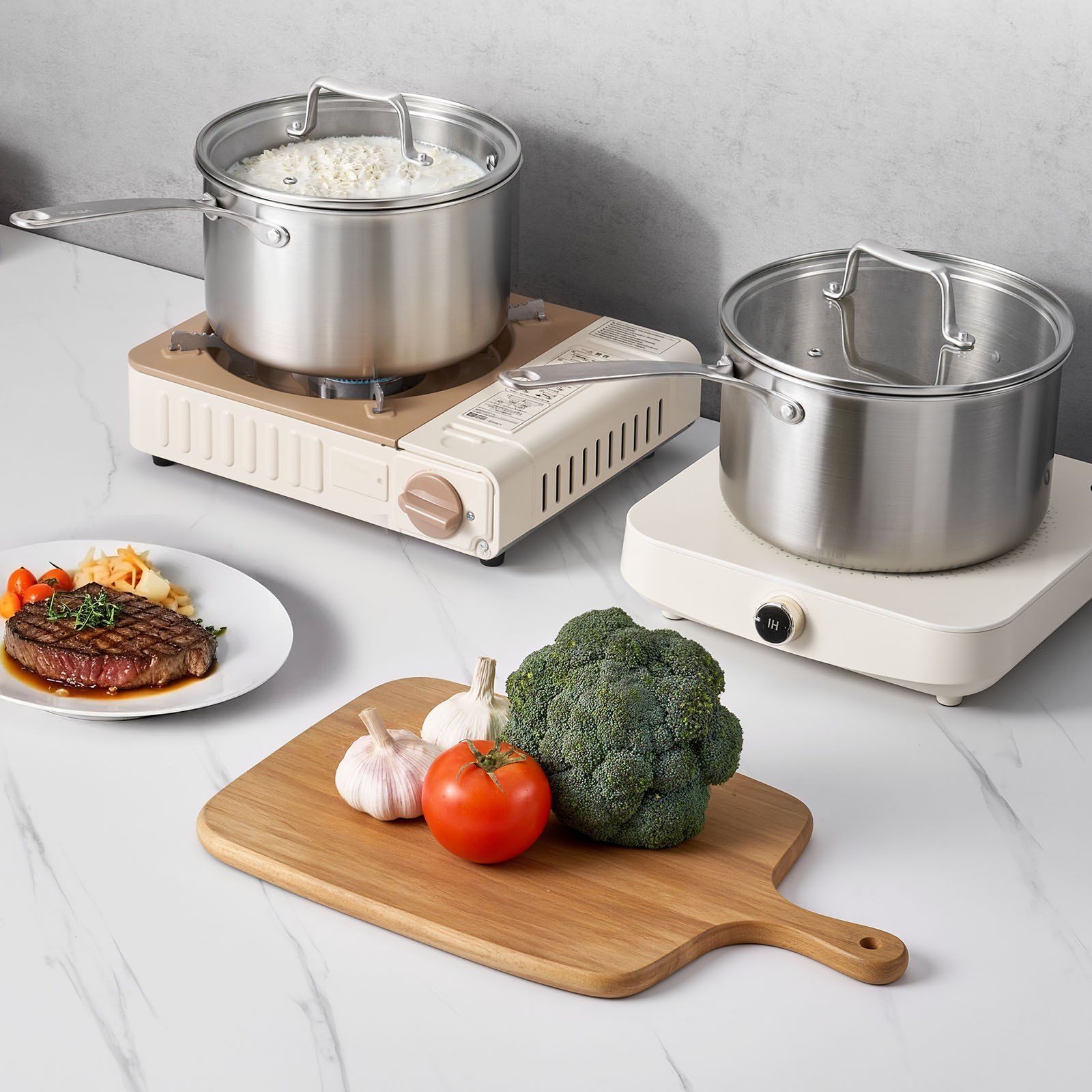 4 QT Saucepan, Stainless Steel Saucepan with Glass Lid, Multipurpose Nonstick Stainless Steel Small Cooking V952-BXGJG4QT1JTWFU824001V0