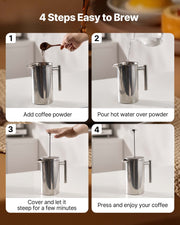 French Press Coffee Maker, 1 Liter Stainless Steel Coffee Press Tea Maker with Filter, Large Double Wall V952-BXGKFYHBXGYSZP2FL001V0