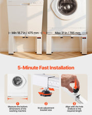 Laundry Pedestal, 305 mm Height, Washer and Dryer Pedestals with 544 kg Weight Load Capacity, 475-785 mm V952-BXGKSSZJBDL1KFCCH001V0