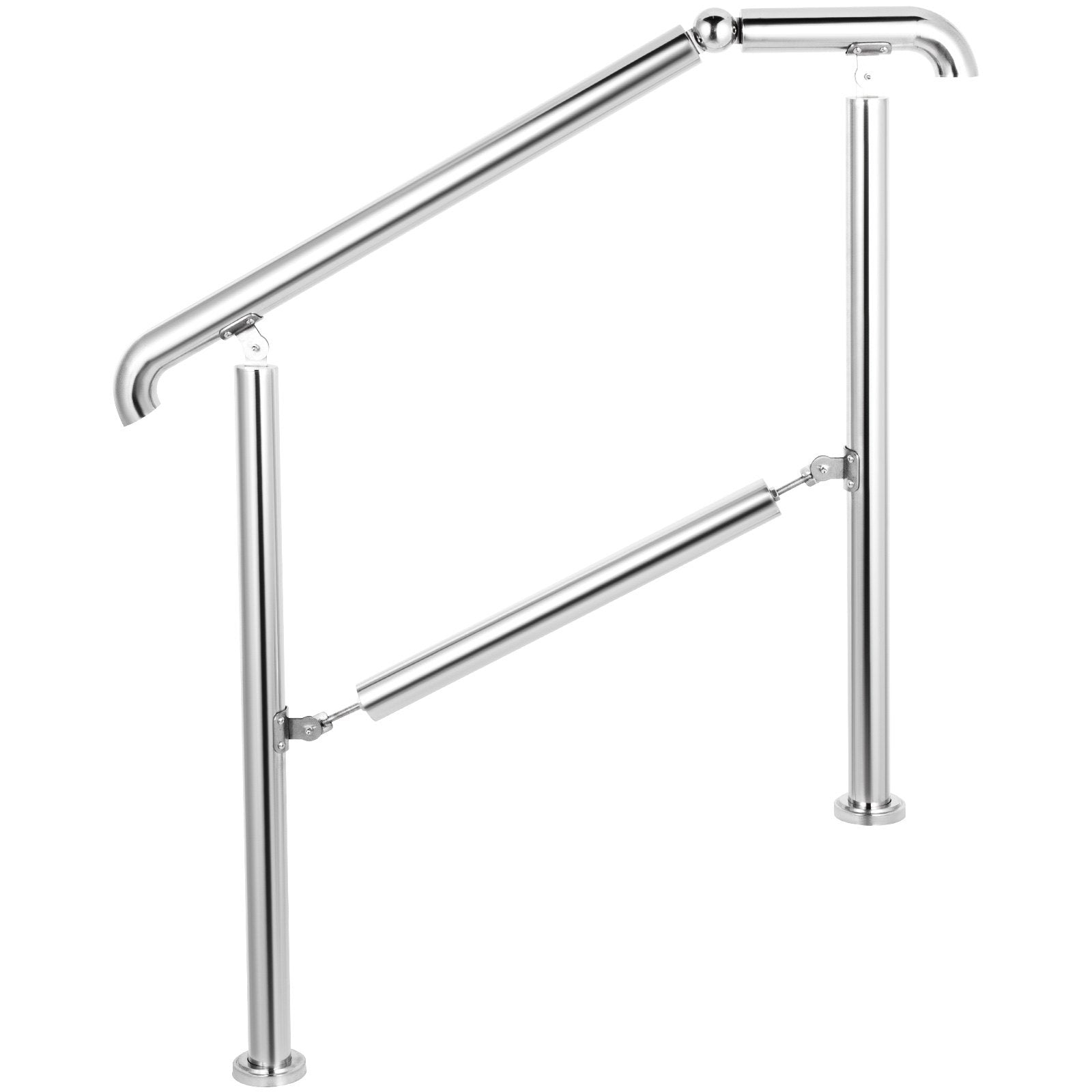 3 Step Railing Stainless Steel Transitional Handrail fit for Level Surface and 1 to 3 Steps Adjustable Stair V952-BXGLTFS3BDLZ00001V0