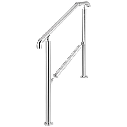 3 Step Railing Stainless Steel Transitional Handrail fit for Level Surface and 1 to 3 Steps Adjustable Stair V952-BXGLTFS3BDLZ00001V0