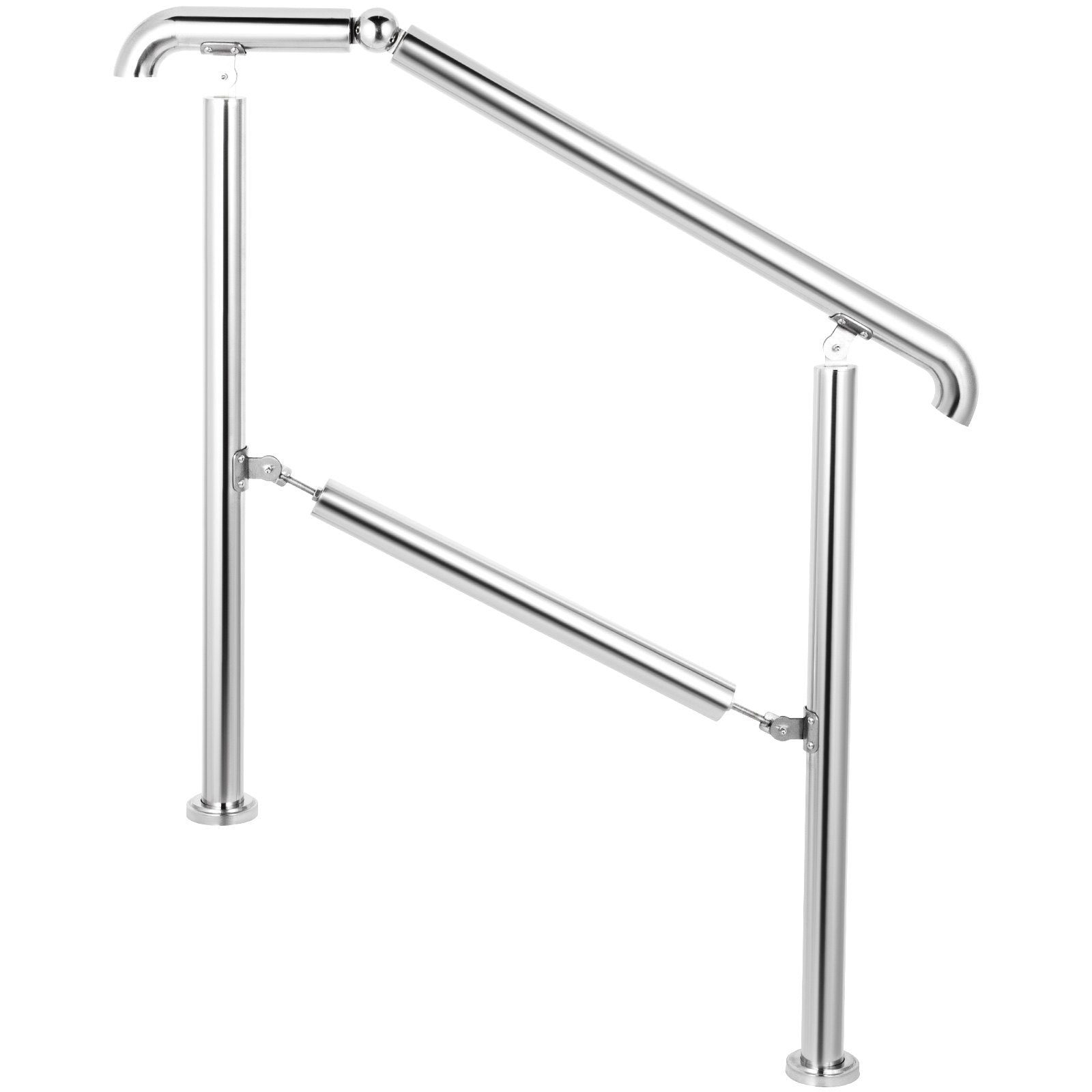 3 Step Railing Stainless Steel Transitional Handrail fit for Level Surface and 1 to 3 Steps Adjustable Stair V952-BXGLTFS3BDLZ00001V0