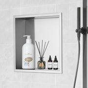 33.02 x 33.02 cm No Tile Shower Niche 304 Stainless Steel, Wall-Inserted Niche Recessed Double Shelves, V952-BXGLYBK1C13YZKIQ0V0