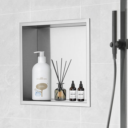 33.02 x 33.02 cm No Tile Shower Niche 304 Stainless Steel, Wall-Inserted Niche Recessed Double Shelves, V952-BXGLYBK1C13YZKIQ0V0