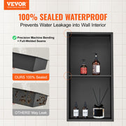 33.02 x 63.5 cm No Tile Shower Niche 304 Stainless Steel, Wall-Inserted Niche Recessed Double Shelves, Sealed V952-BXGLYBK2C13YEJQ0NV0