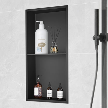 33.02 x 63.5 cm No Tile Shower Niche 304 Stainless Steel, Wall-Inserted Niche Recessed Double Shelves, Sealed V952-BXGLYBK2C13YEJQ0NV0