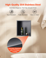 Shower Niche, 33.0 x 33.0 x 10.2 cm Recessed Wall Niche, Heavy-duty Stainless Steel Modern Soap & Shampoo V952-BXGLYBKHS1C1MYHU6001V0