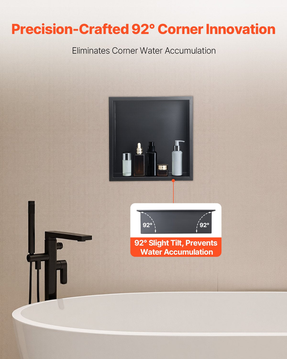 Shower Niche, 33.0 x 33.0 x 10.2 cm Recessed Wall Niche, Heavy-duty Stainless Steel Modern Soap & Shampoo V952-BXGLYBKHS1C1MYHU6001V0