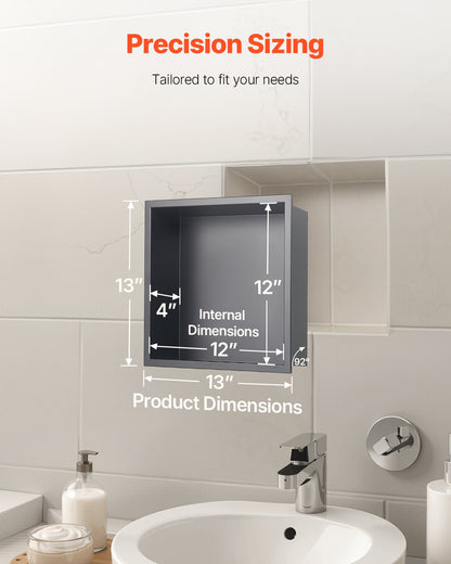 Shower Niche, 33.0 x 33.0 x 10.2 cm Recessed Wall Niche, Heavy-duty Stainless Steel Modern Soap & Shampoo V952-BXGLYBKHS1C1MYHU6001V0