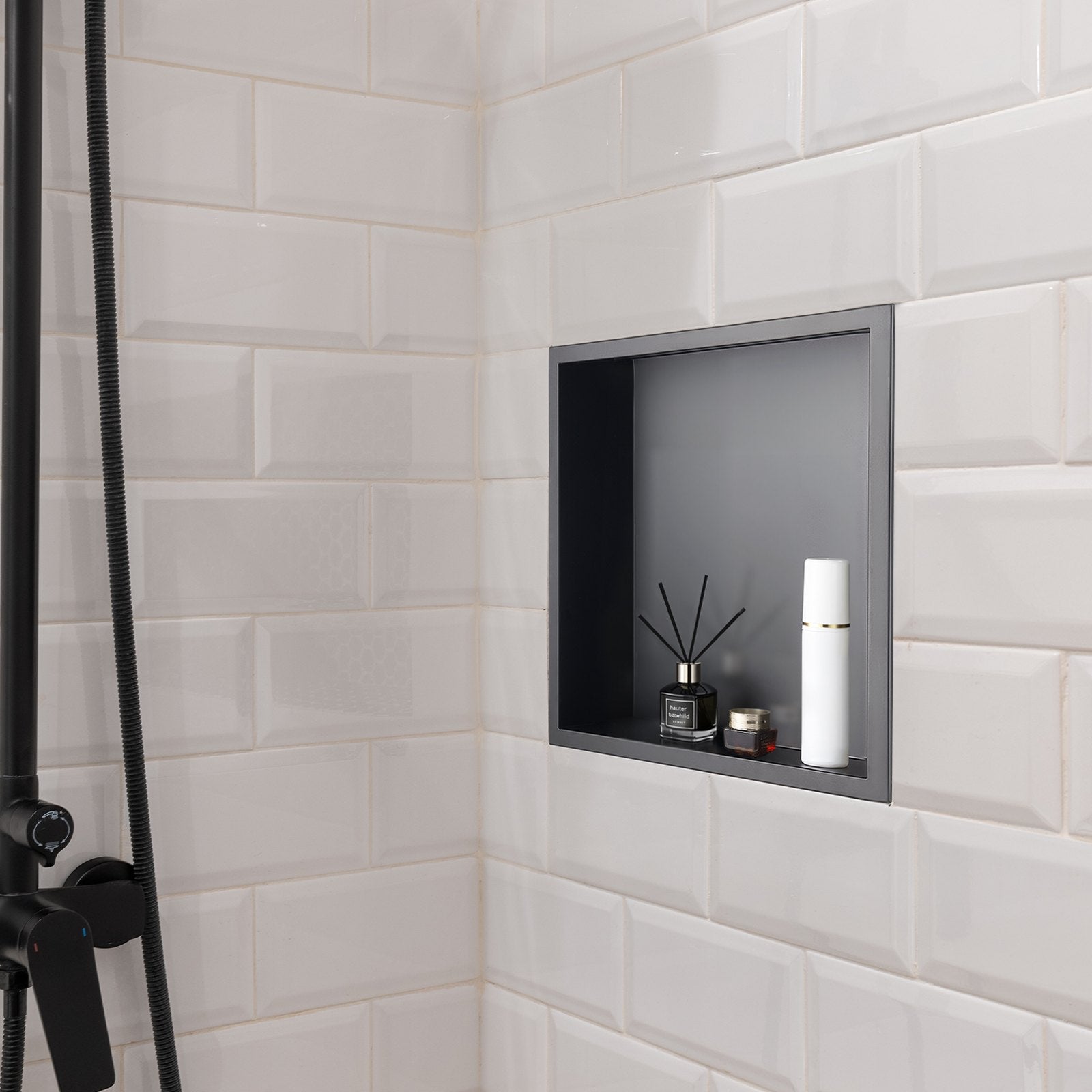 Shower Niche, 33.0 x 33.0 x 10.2 cm Recessed Wall Niche, Heavy-duty Stainless Steel Modern Soap & Shampoo V952-BXGLYBKHS1C1MYHU6001V0
