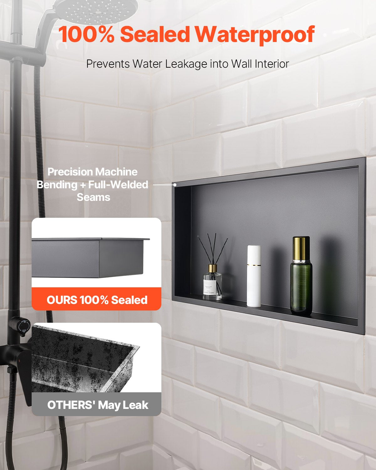 Shower Niche, 33.0 x 63.5 x 10.2 cm Recessed Wall Niche, Heavy-duty Stainless Steel Modern Soap & Shampoo V952-BXGLYBKHS1C1QL8XL001V0