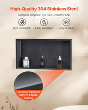 Shower Niche, 33.0 x 63.5 x 10.2 cm Recessed Wall Niche, Heavy-duty Stainless Steel Modern Soap & Shampoo V952-BXGLYBKHS1C1QL8XL001V0