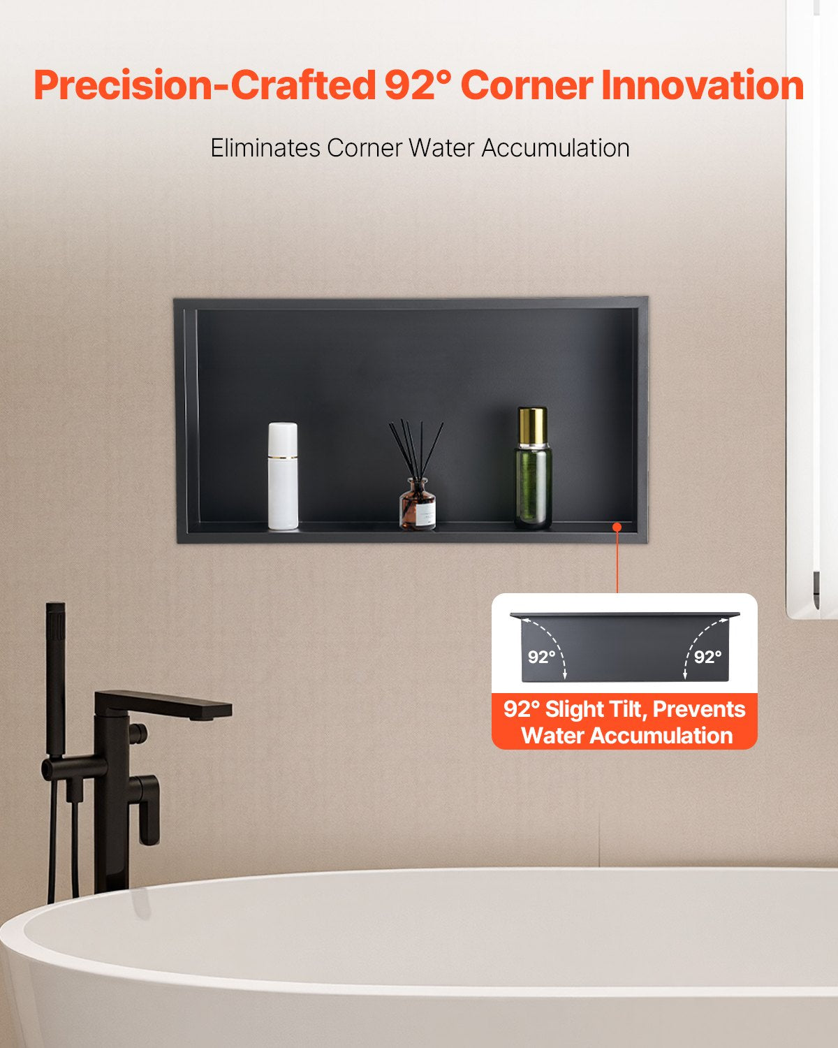 Shower Niche, 33.0 x 63.5 x 10.2 cm Recessed Wall Niche, Heavy-duty Stainless Steel Modern Soap & Shampoo V952-BXGLYBKHS1C1QL8XL001V0