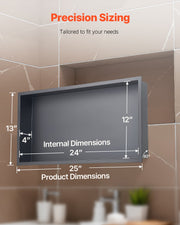 Shower Niche, 33.0 x 63.5 x 10.2 cm Recessed Wall Niche, Heavy-duty Stainless Steel Modern Soap & Shampoo V952-BXGLYBKHS1C1QL8XL001V0