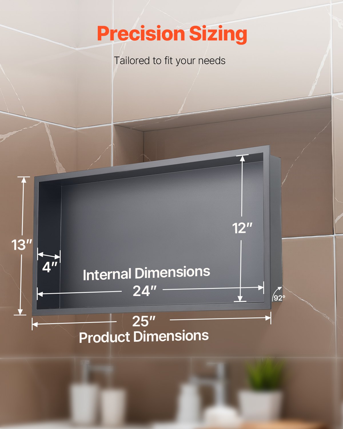 Shower Niche, 33.0 x 63.5 x 10.2 cm Recessed Wall Niche, Heavy-duty Stainless Steel Modern Soap & Shampoo V952-BXGLYBKHS1C1QL8XL001V0