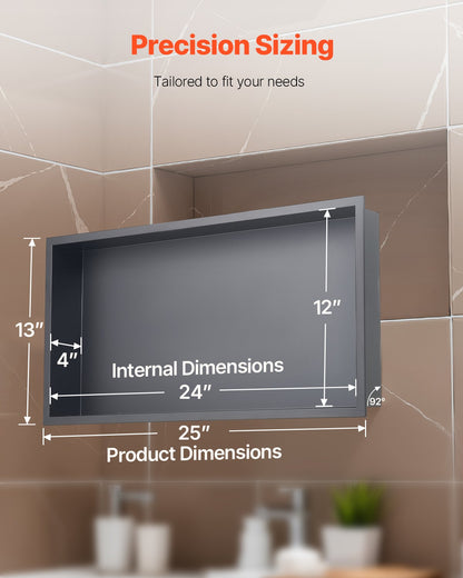 Shower Niche, 33.0 x 63.5 x 10.2 cm Recessed Wall Niche, Heavy-duty Stainless Steel Modern Soap & Shampoo V952-BXGLYBKHS1C1QL8XL001V0