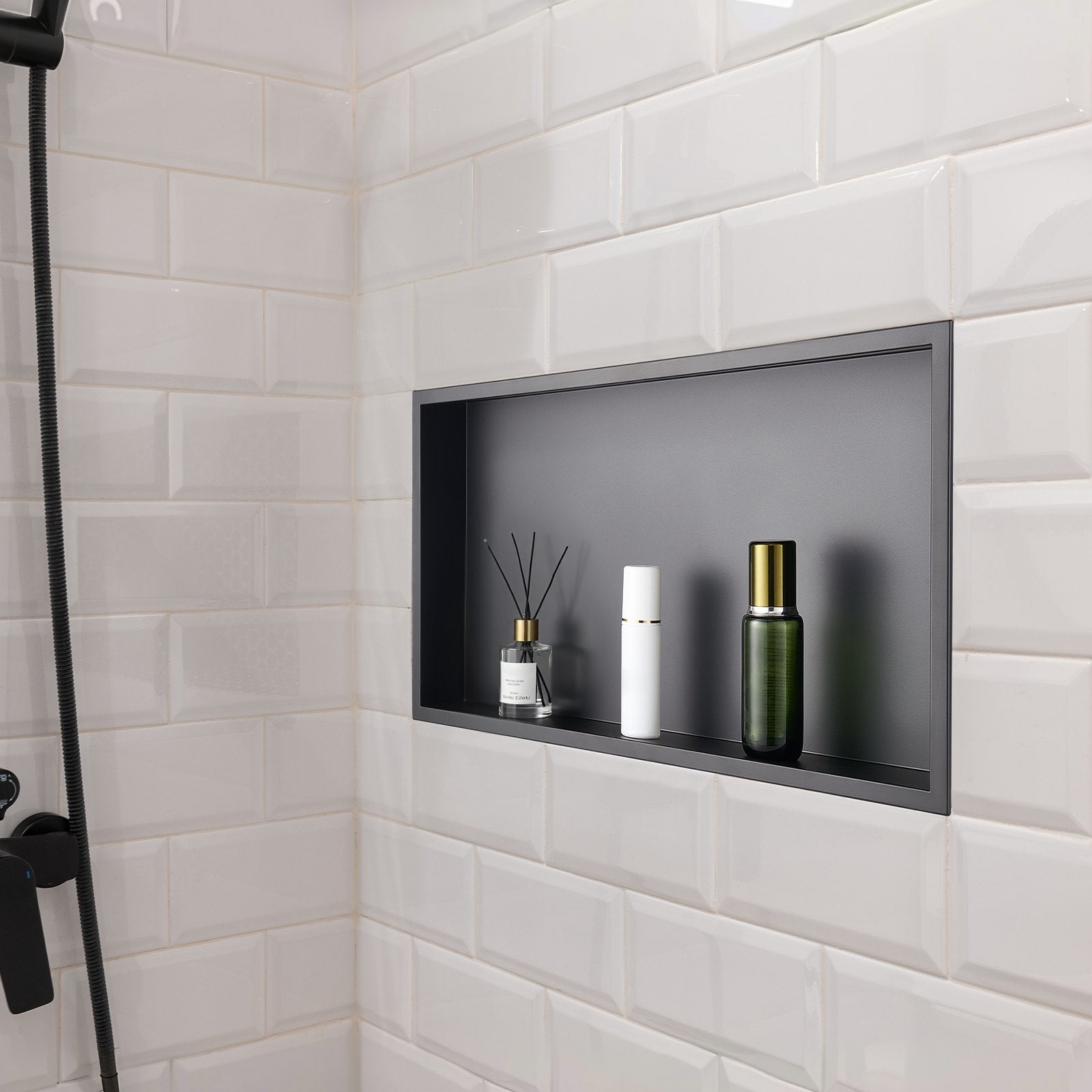 Shower Niche, 33.0 x 63.5 x 10.2 cm Recessed Wall Niche, Heavy-duty Stainless Steel Modern Soap & Shampoo V952-BXGLYBKHS1C1QL8XL001V0