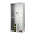 Shower Niche, 33.0 x 63.5 x 10.2 cm Recessed Wall Niche Double-layer, with Hollowed-out Divider, Heavy-duty V952-BXGLYBKYS2C198038001V0