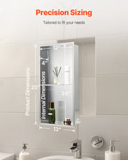 Shower Niche, 33.0 x 63.5 x 10.2 cm Recessed Wall Niche Double-layer, with Hollowed-out Divider, Heavy-duty V952-BXGLYBKYS2C198038001V0