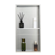 Shower Niche, 33.0 x 63.5 x 10.2 cm Recessed Wall Niche Double-layer, with Hollowed-out Divider, Heavy-duty V952-BXGLYBKYS2C198038001V0