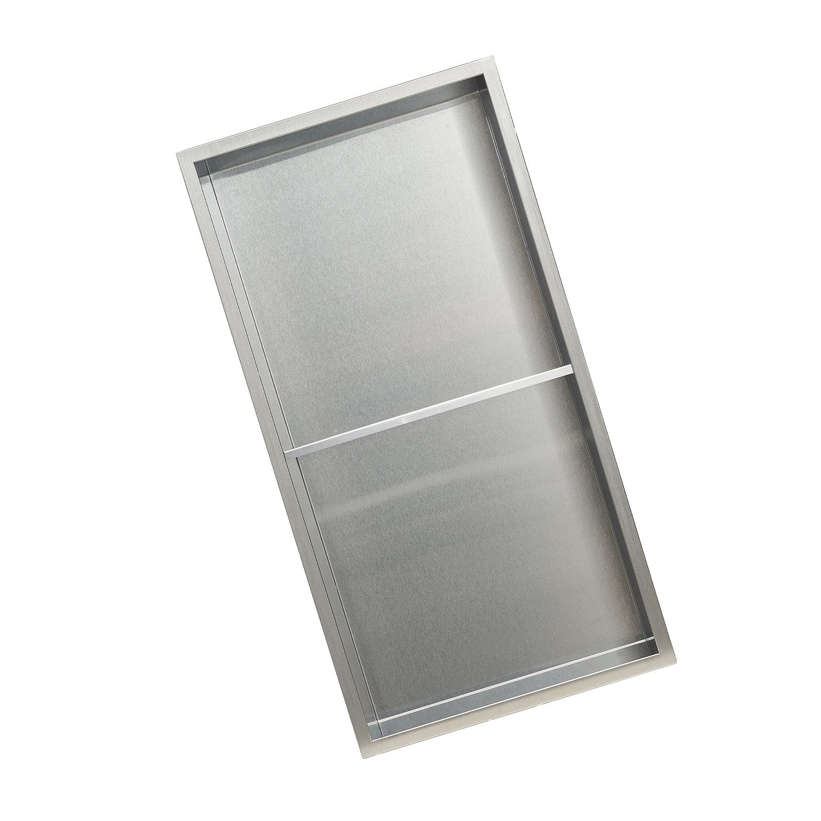 Shower Niche, 33.0 x 63.5 x 10.2 cm Recessed Wall Niche Double-layer, with Hollowed-out Divider, Heavy-duty V952-BXGLYBKYS2C198038001V0