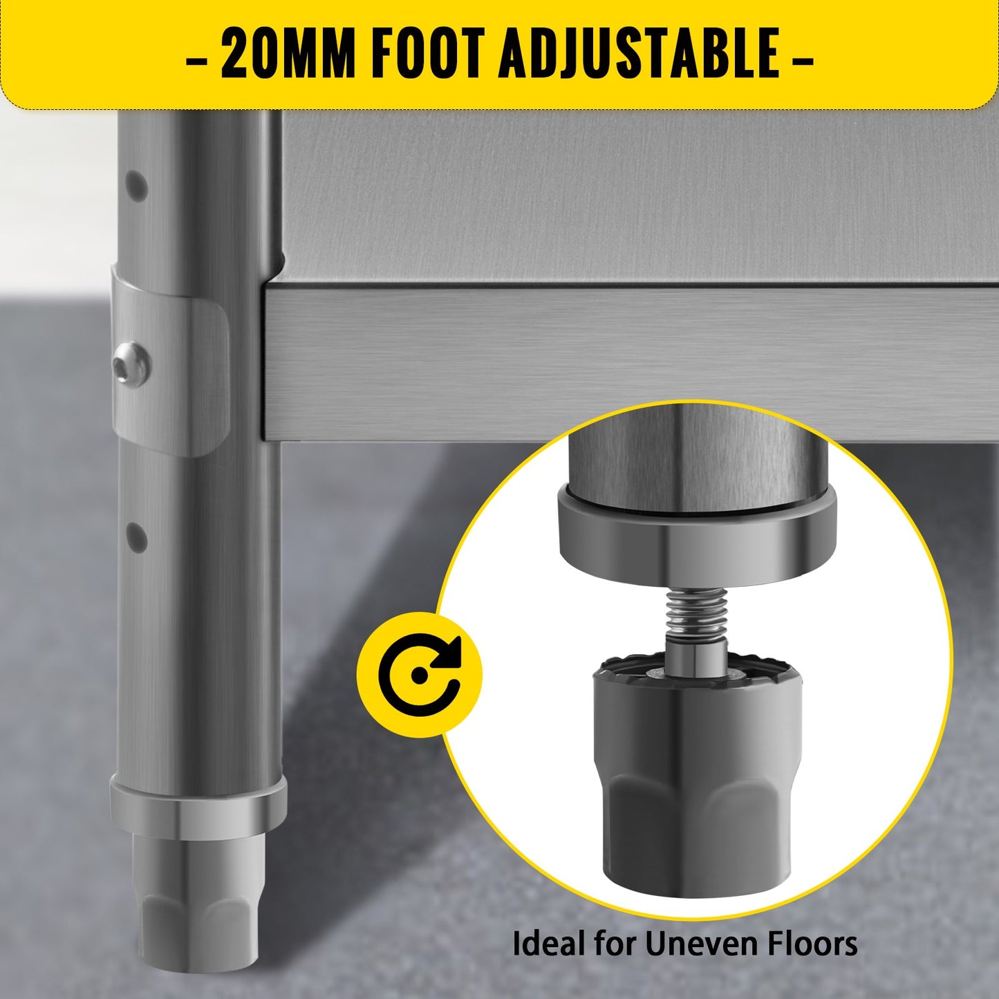 Stainless Steel Prep Table, 1520x450x855 mm Commercial Stainless Steel Table, 2 Adjustable Undershelf BBQ V952-BXGSCDJ6014INTM79V0