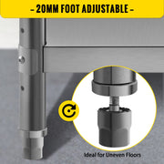 Stainless Steel Prep Table, 1520x450x855 mm Commercial Stainless Steel Table, 2 Adjustable Undershelf BBQ V952-BXGSCDJ6014INTM79V0