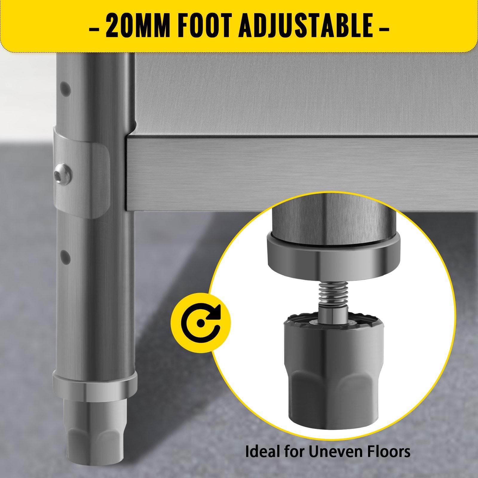 Stainless Steel Prep Table, 1520x450x855 mm Commercial Stainless Steel Table, 2 Adjustable Undershelf BBQ V952-BXGSCDJ6014INTM79V0