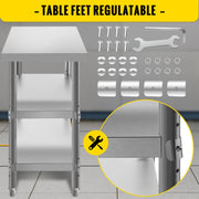 Stainless Steel Prep Table, 1520x450x855 mm Commercial Stainless Steel Table, 2 Adjustable Undershelf BBQ V952-BXGSCDJ6014INTM79V0