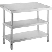 Stainless Steel Prep Table, 1520x450x855 mm Commercial Stainless Steel Table, 2 Adjustable Undershelf BBQ V952-BXGSCDJ6014INTM79V0