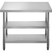 Stainless Steel Prep Table, 1520x450x855 mm Commercial Stainless Steel Table, 2 Adjustable Undershelf BBQ V952-BXGSCDJ6014INTM79V0
