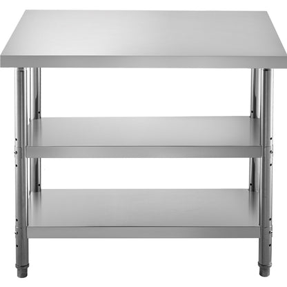 Stainless Steel Prep Table, 1520x450x855 mm Commercial Stainless Steel Table, 2 Adjustable Undershelf BBQ V952-BXGSCDJ6014INTM79V0