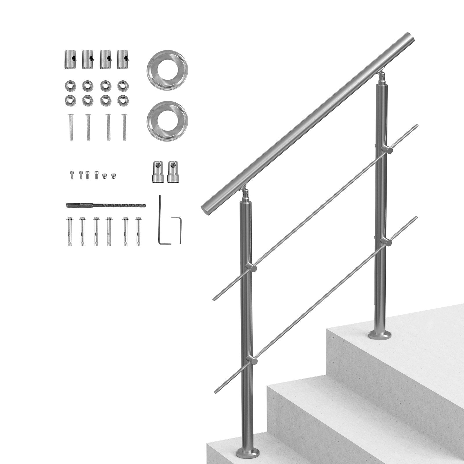 39.4in Handrails for Outdoor Steps 2 Crossbars Staircase for Porch Deck V952-BXGSLZFS100CZ97QUV0