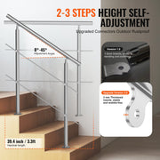 39.4in Handrails for Outdoor Steps 2 Crossbars Staircase for Porch Deck V952-BXGSLZFS100CZ97QUV0