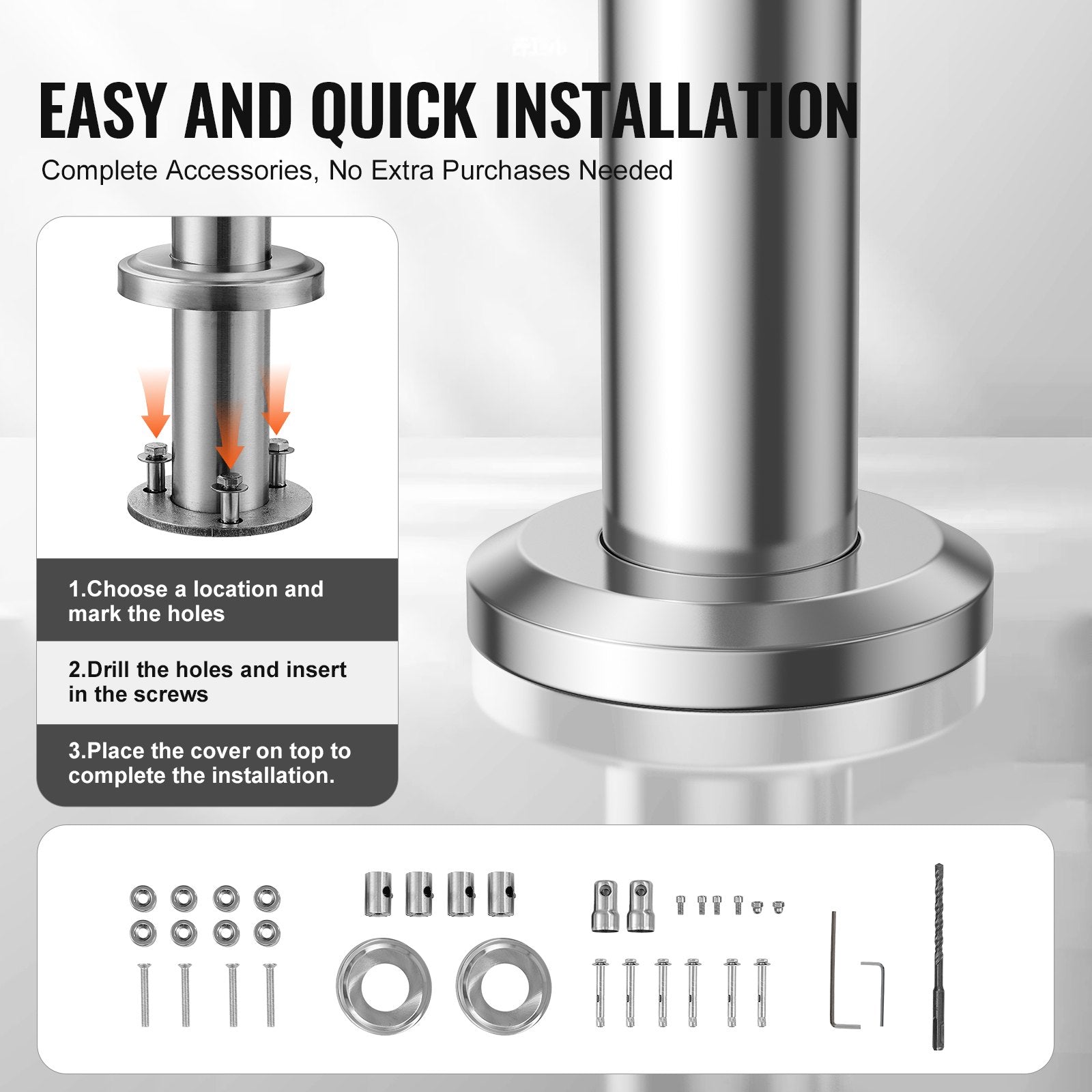 39.4in Handrails for Outdoor Steps 2 Crossbars Staircase for Porch Deck V952-BXGSLZFS100CZ97QUV0