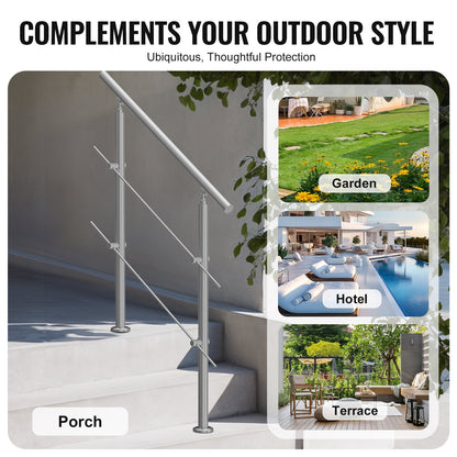 39.4in Handrails for Outdoor Steps 2 Crossbars Staircase for Porch Deck V952-BXGSLZFS100CZ97QUV0