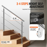 47.2in Handrails for Outdoor Steps 3 Crossbars Staircase for Porch Deck V952-BXGSLZFS120CCRS3EV0