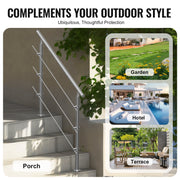 47.2in Handrails for Outdoor Steps 3 Crossbars Staircase for Porch Deck V952-BXGSLZFS120CCRS3EV0