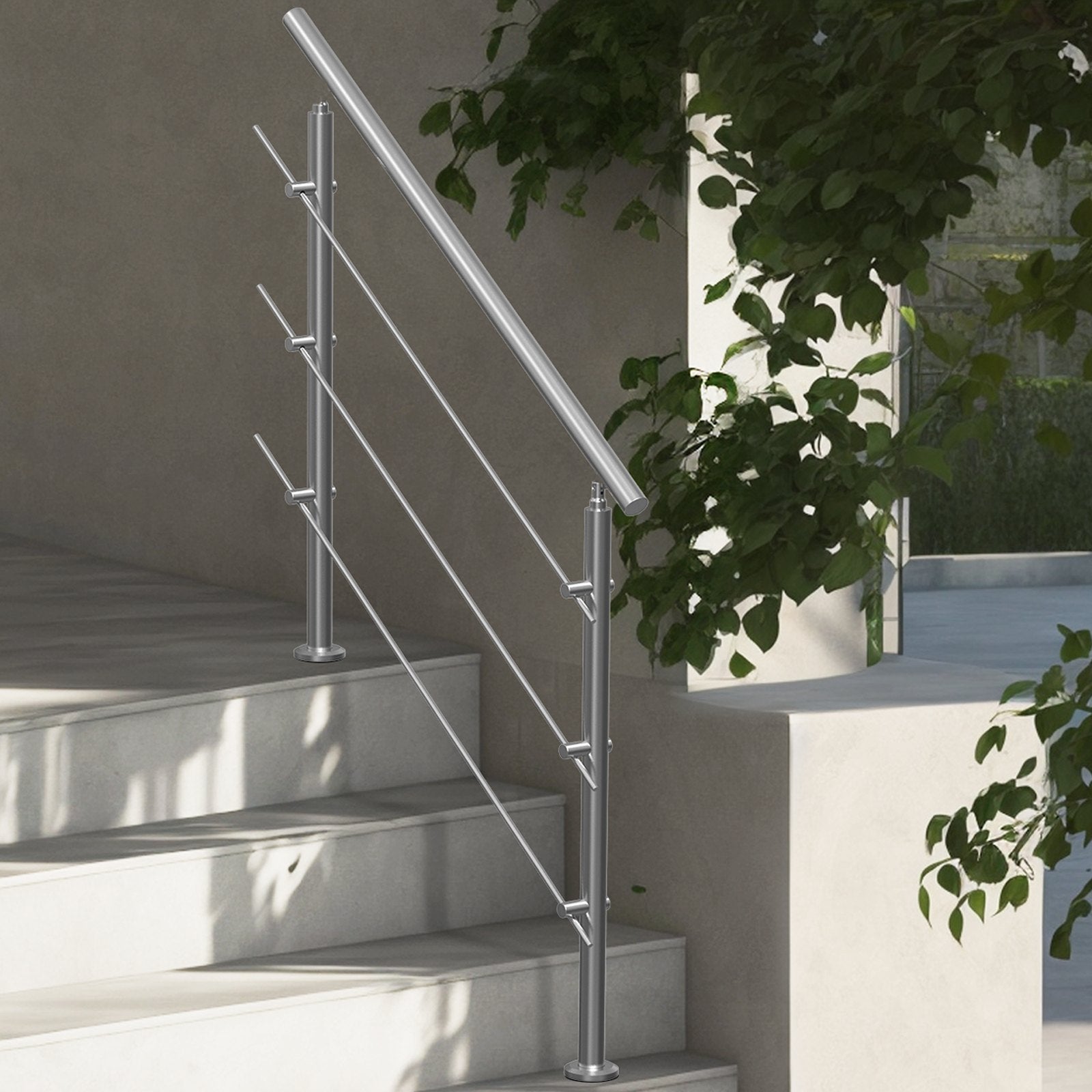47.2in Handrails for Outdoor Steps 3 Crossbars Staircase for Porch Deck V952-BXGSLZFS120CCRS3EV0